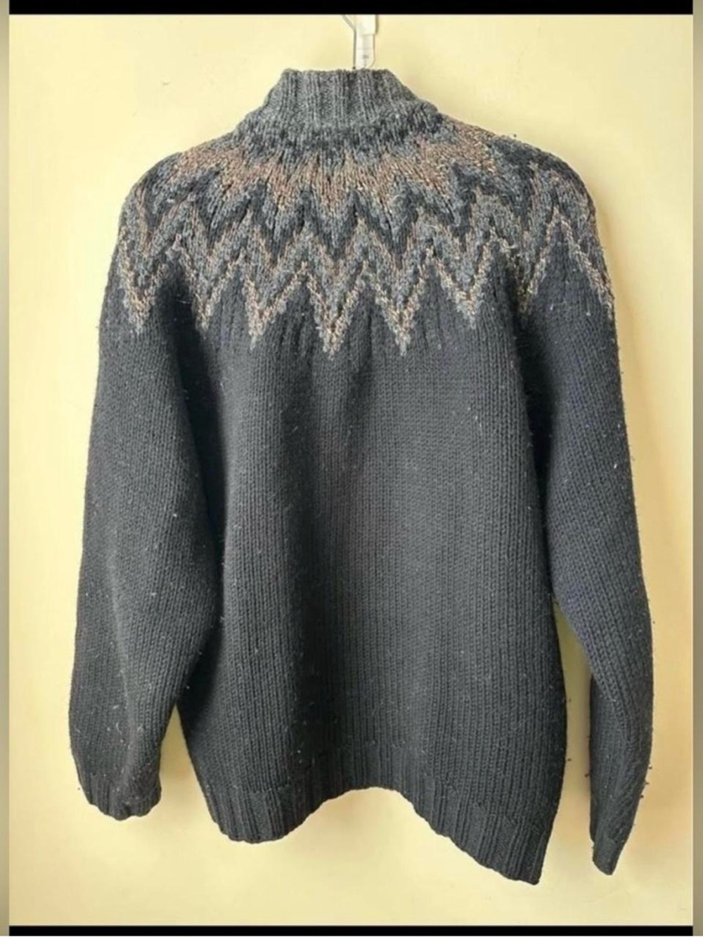 Vintage Perry Ellis Men's Mock neck Nordic Sweater Hand Knit Wool Blend FairIsle - Picture 5 of 7